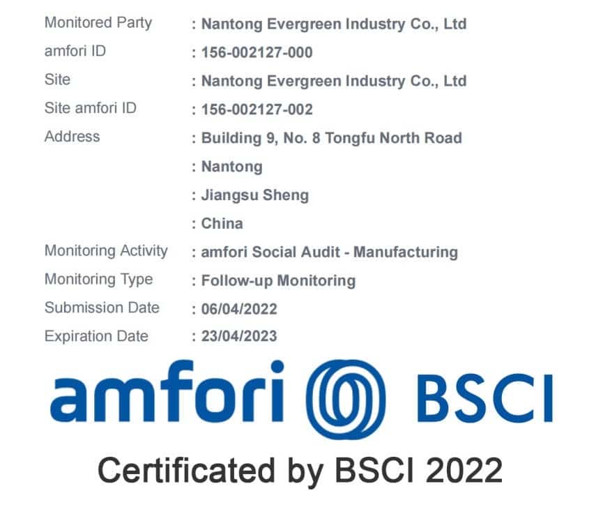 Nantong Evergreen Certification